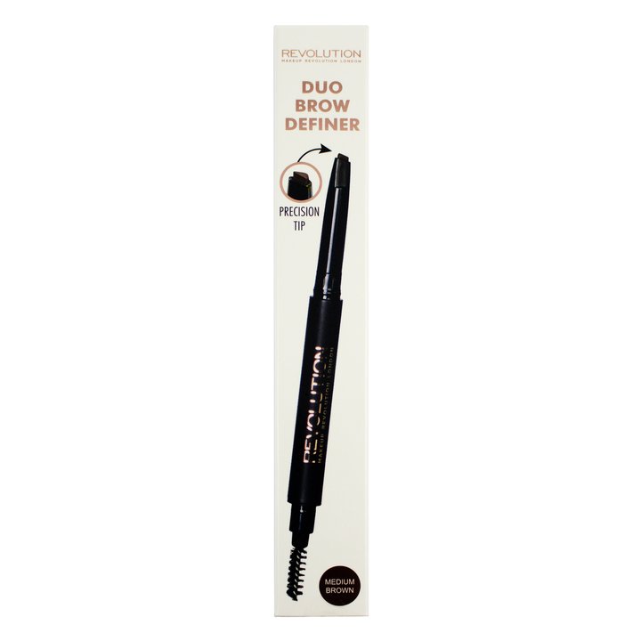 Revolution Duo Brow Pencil Medium Brown - BeautyBound.co.za